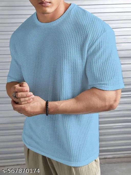 Cotton Blend T-shirt for Men, Blue (XL)