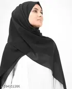 Georgette Solid Hijab for Women, Black 
