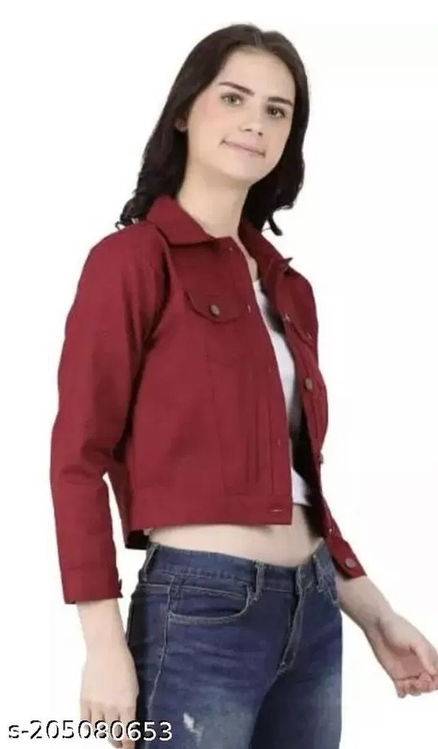 Cotton Jacket for Women (Maroon, L)