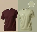 Polyester Round Neck T-shirt for Men, Multicolour, Pack of 2 