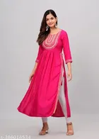 Rayon Kurti for Women, Pink 