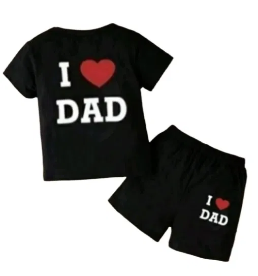 Cotton Blend Printed Clothing Set for Boys (Black, 6-12 Months)