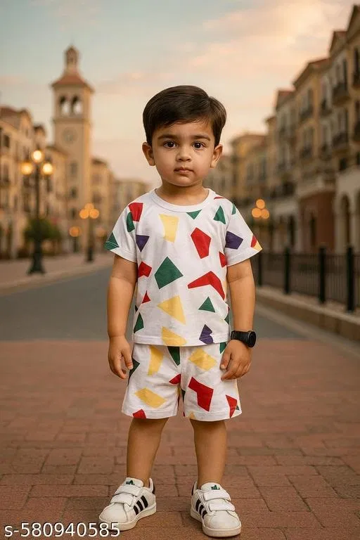 Hosiery Cotton Printed Clothing Set for Kids, White (18-24 Months)