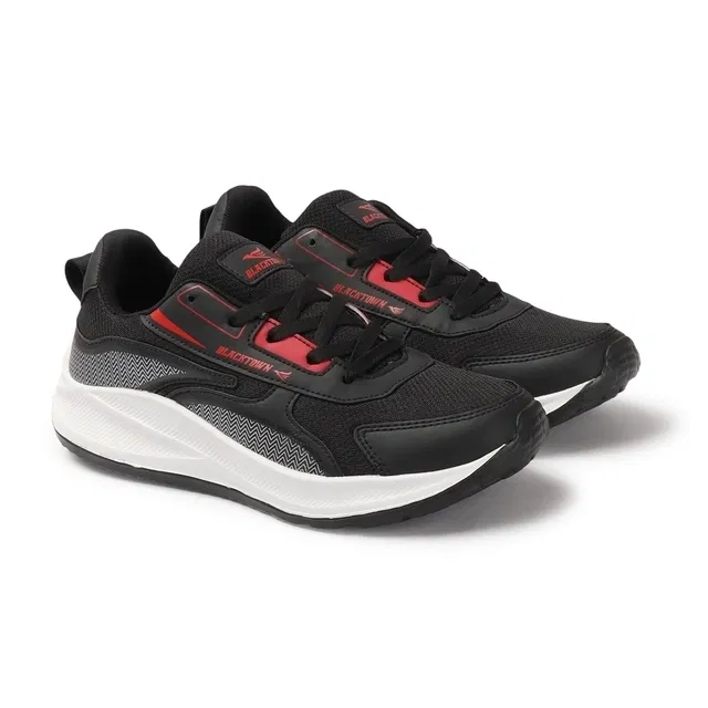 Blacktown Sports Shoes for Men (Black & Red, 9)