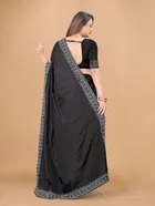 Crepe Embellished Saree with Blouse Piece for Women 