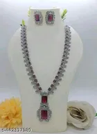 Elegant Silver-Plated Long Necklace and Earrings Set for Women