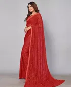 Net Solid Saree for Women 