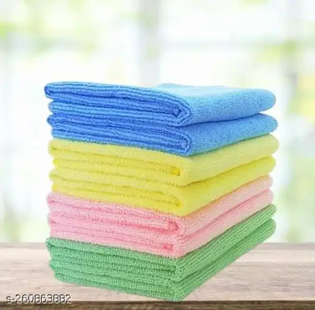 Microfiber Bath Towel (Multicolor, 40x40 cm) (Pack of 8)