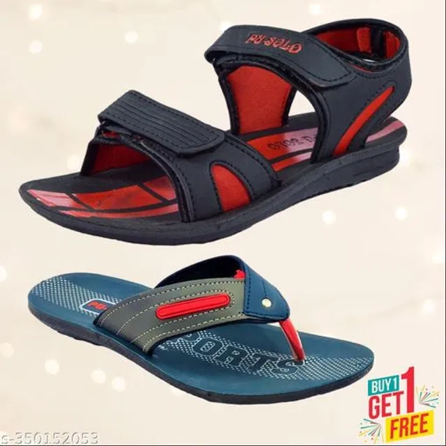 Sandal with Flipflop for Men (Multicolor, 6) (Pack of 2)