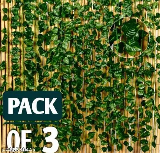 Plastic Artificial Garlands Plant for Home Decor for Women (Green, Set of 3)