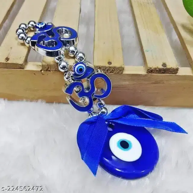 Two Om Evil Eyes Wall Hanging (Blue)
