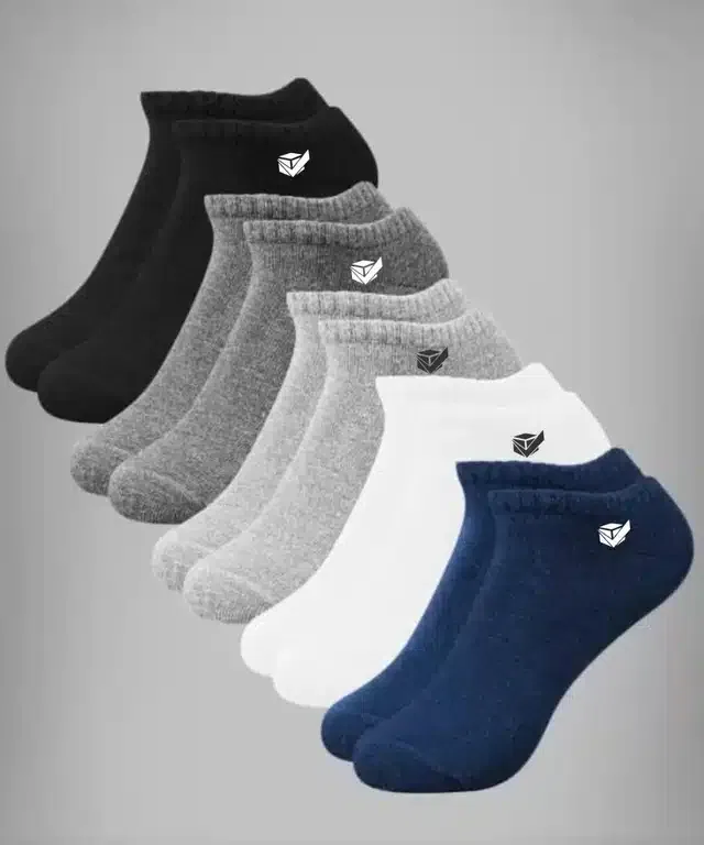 Cotton Ankle Socks for Unisex (Multicolor, Free Size) (Set of 5)