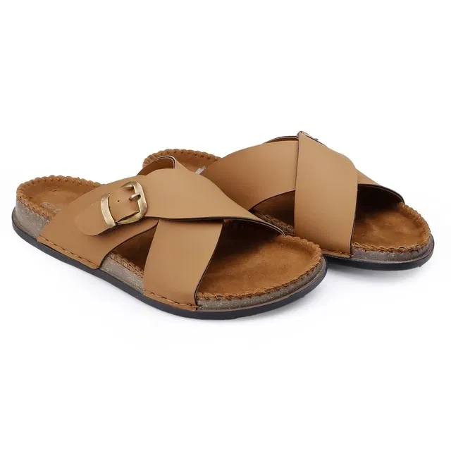 Casual Slip-On Sandals for Men (Tan, 9)