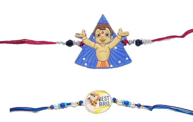 Synthetic Chota Bheem and Best Bro Rakhi for Kids (Multicolor, Pack of 2)