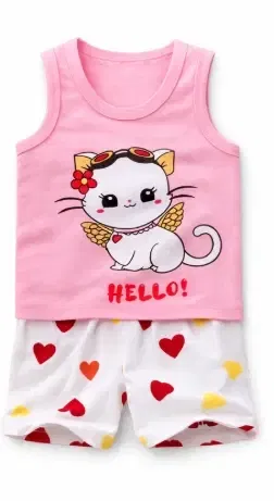 Hello Kitty Cotton Blend Clothing Set for Kids ,Multicolor (4-5 Years)