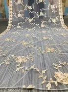 Net Self Design Dupatta for Women, Golden 