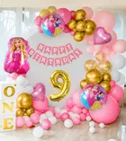 Barbie Theme 9th Birthday Balloon Decoration Kit For Kids, Multicolor, Pack Of 80