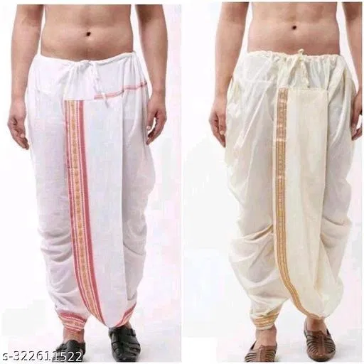 Pack of 2 Dhotis for Men (Multicolor, Free Size)