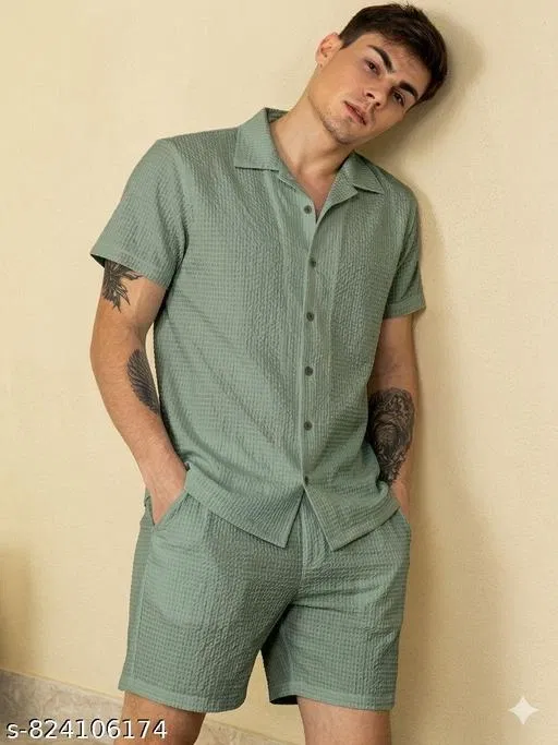 Casual Shirts for Men (Green, XL)