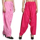 Cotton Solid Salwar for Women (Pink, Free Size) (Pack of 2)