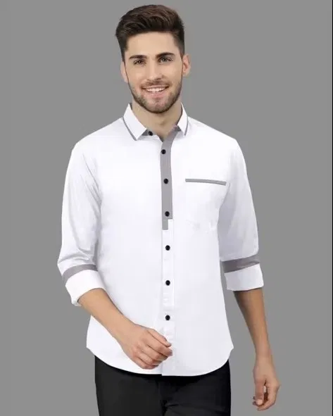 Full Sleeves Shirt for Men (White, XL)