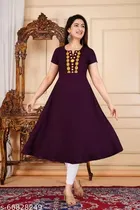Solid Crepe Kurtis for Women, Wine 