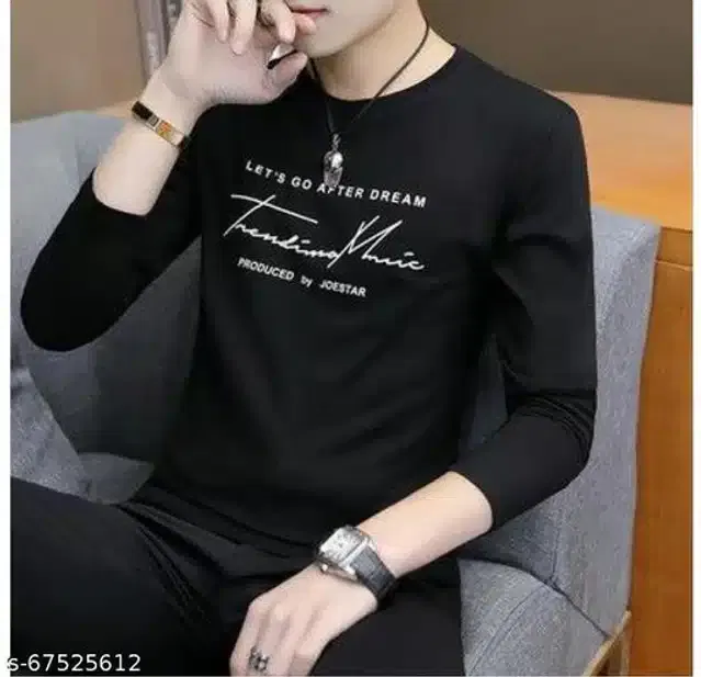 Full Sleeves T-Shirt for Men (Black, L)