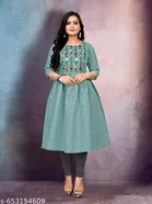 Solid Embroidered Cotton Kurti for Women, Pack of 2 