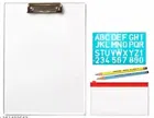 Wooden Combo of Posshe Kids Premium Exam Clipboard with Pencil Pouch, Stencil & 2 Pcs Pencil (Multicolor, Set of 4)