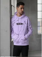 Cotton Printed Hoodie for Men, Purple 