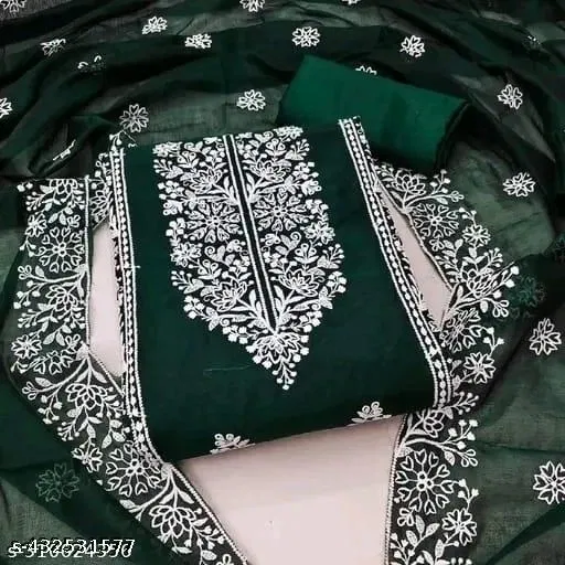 Chanderi Cotton Punjabi/All Over Suits for Women (Green, Un Stitched)