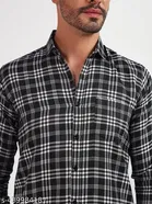 Cotton Blend Printed Shirt for Men, Black 