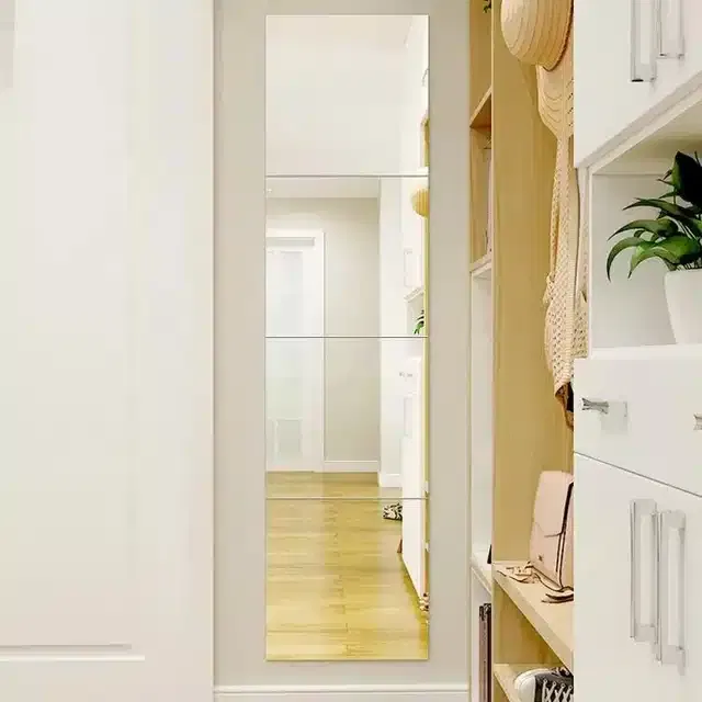 Acrylic Square Shaped Wall Mirror Stickers (Silver, Pack of 4)