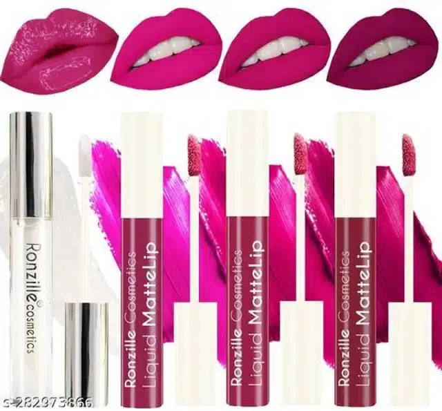 Ronzille Liquid Matte Lipsticks (Multicolor, Pack of 4)