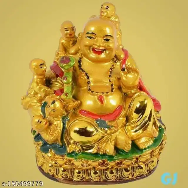 Laughing Buddha Showpieces (Gold)