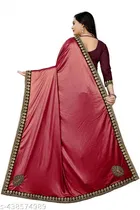 Lycra Embellished Saree For Women, Maroon