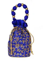 Silk Floral Ethnic Rajasthani Traditional Work Potli with Handle for Return Gifts 
