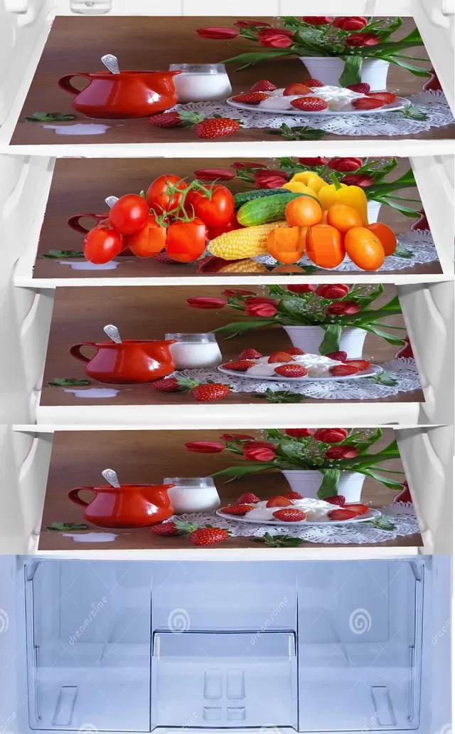 PVC Fridge Mat (Multicolor, Pack of 4)