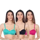 Cotton Blend Solid Padded Bra for Women 