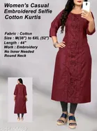Cotton Blend Embroidered Kurti for Women 