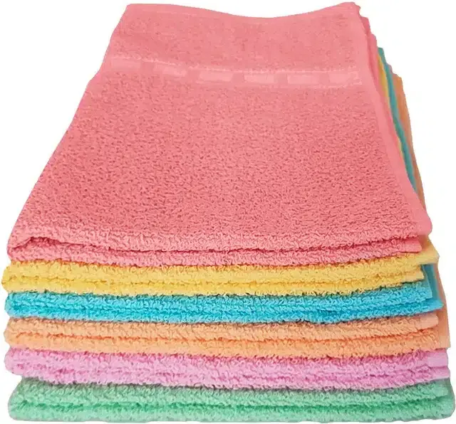 Cotton Super Absorbent Antibacterial Face & Hand Towels (Pack of 12) (Multicolor, 14x21 inches)