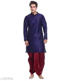 Silk Solid Kurta with Dhoti for Men 