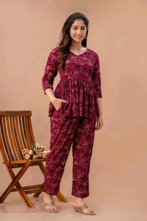 Women's Paisley Printed Comfort Co‑Ord Fusion Set, Pack of 1, (XXL)
