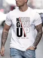 Chest Print Polycotton T-Shirts for Men, White 