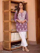 Chikankari Embroidered Short Kurti for Women 