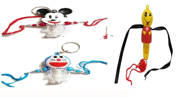 Synthetic Rakhi for Kids (Multicolor, Pack of 4)