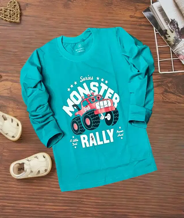 Cotton Printed T-shirt for Kids (Green, 7-8 Years)
