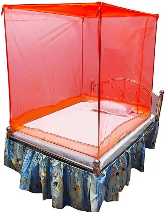 Polyester Single Bed Mosquito Net (Orange, 6x3 feet)