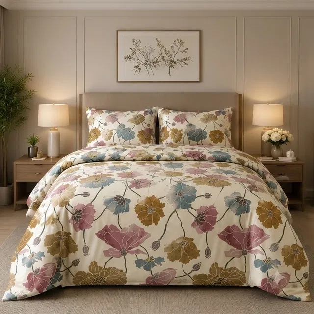 Simple Home 120TC Floral Queen Bedsheet 88x96inch Multicolor