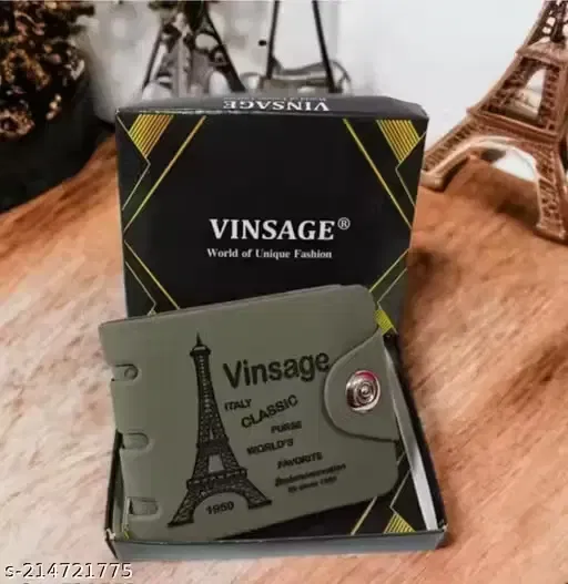 Vinsage Mens Wallet with Closure Button, Olive